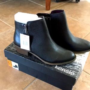 Kenzie black leather booties. New.